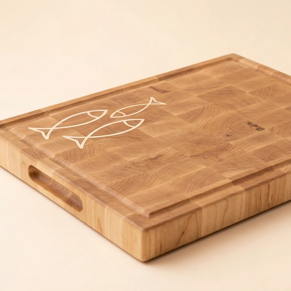 Maple Butcher Block with Fish Inlay
