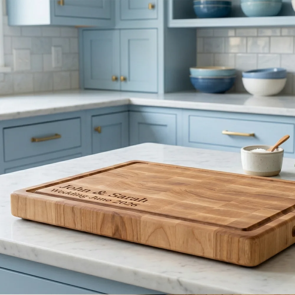 Personalised Cloumann end-grain maple chopping board with bespoke engraving &ndash; view 2