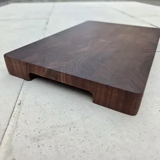 Cloumann end-grain American walnut chopping board with handles view 1